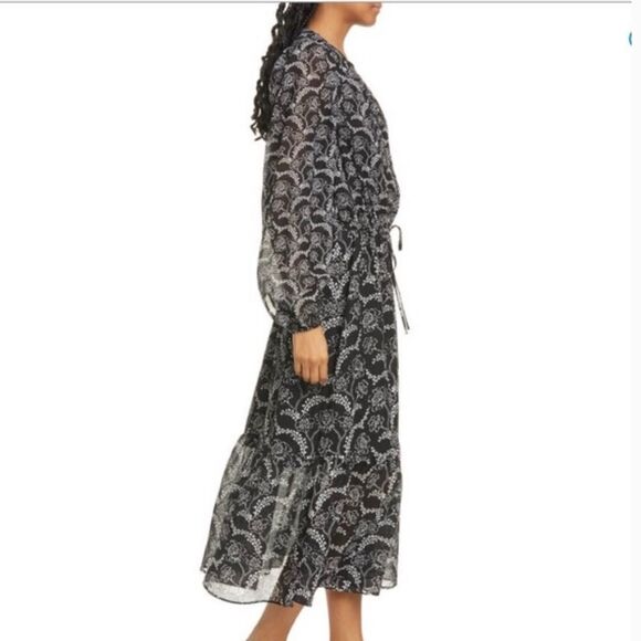 A.L.C. Silk Blend Flowy Floral Long-Sleeve Midi Dress NWT Size 4 - Picture 8 of 17